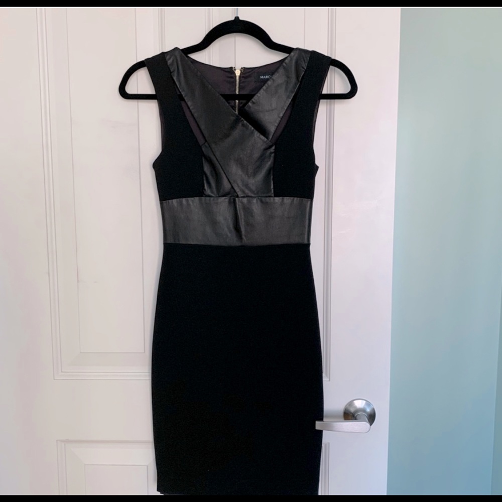 Marciano Black Dress with Faux Leather Criss Cross